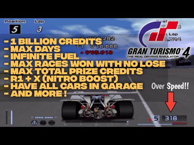 Gran Turismo 4 (GT4) - cheats demonstration - infinite credits and ultimate  nitros 