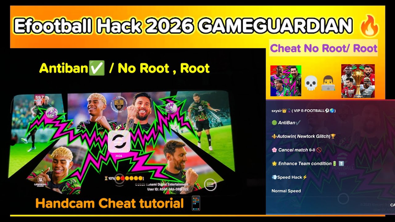 efootball PES Hack/ MOD -  New Mod Gameguardian Script No Root/Root /Cheat Code HANDCAM💀