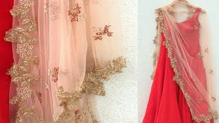 Designer Boutique style dupatta making at home/Net dupatta making at home/havy duptta kase dsign kre