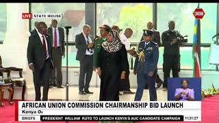 President Samia at State House Nairobi as Kenya officially unveils Raila's candidature for AUC Chair