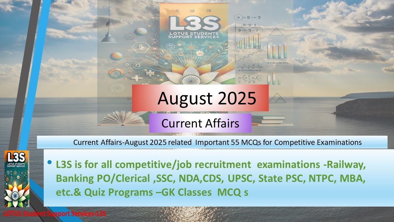 August 2025 Current Affairs ITop 55 MCQs | UPSC, SSC, Banking, Railways, NDA, CDS | GK Quiz