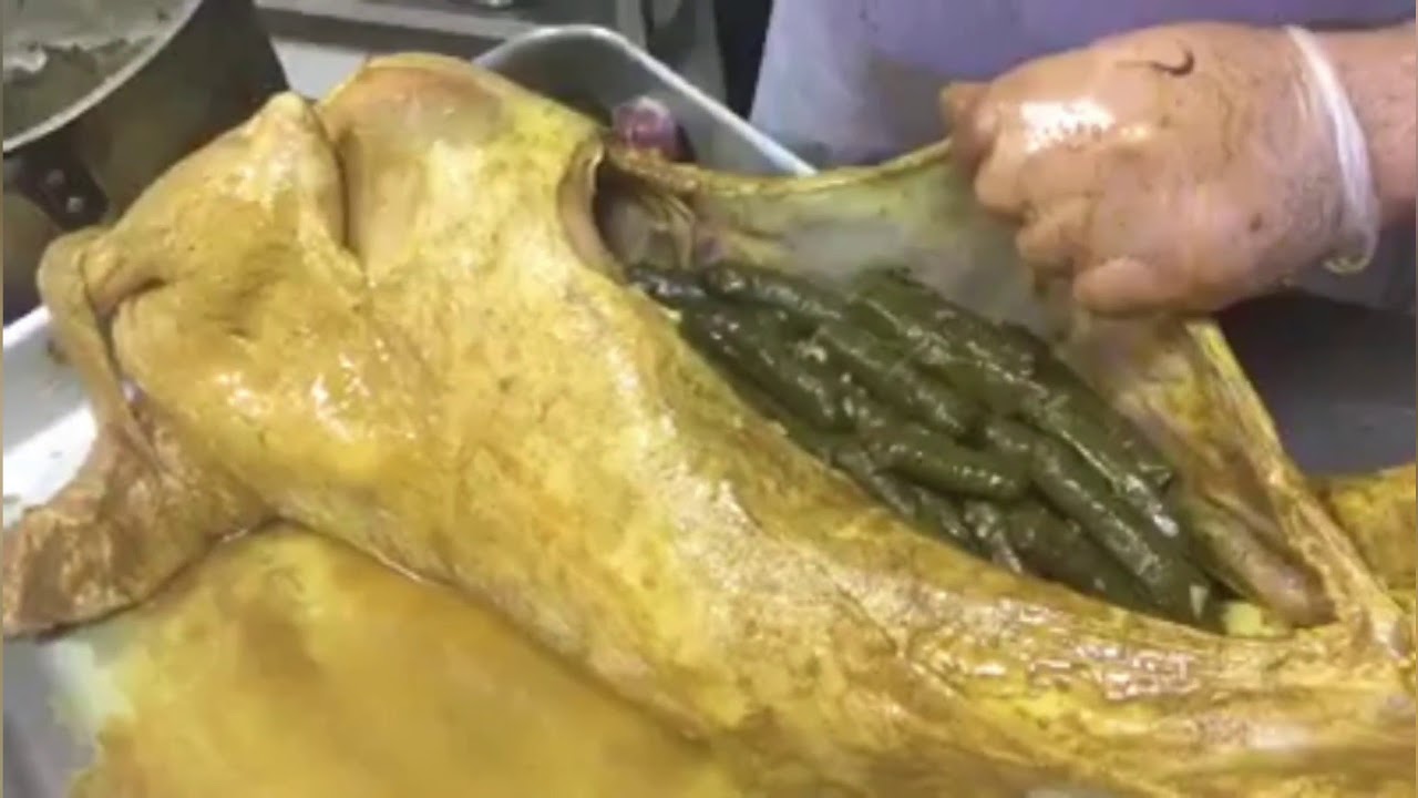 خروف محشي ( تيس )  ورق عنب_ الشيف نزيه محمد chef Nazeh mohammad- stuffed motton with grapes leaves