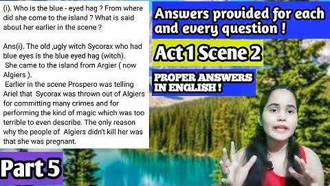 The Tempest : Act 1 Scene 2 , workbook Answers - part 5 (Extract 9 & 10)