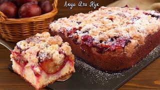 картинка: 🍑Лучший Пирог со сливами и крошкой Так вкусно, что исчезает за 10 минут Нежный и много-много слив