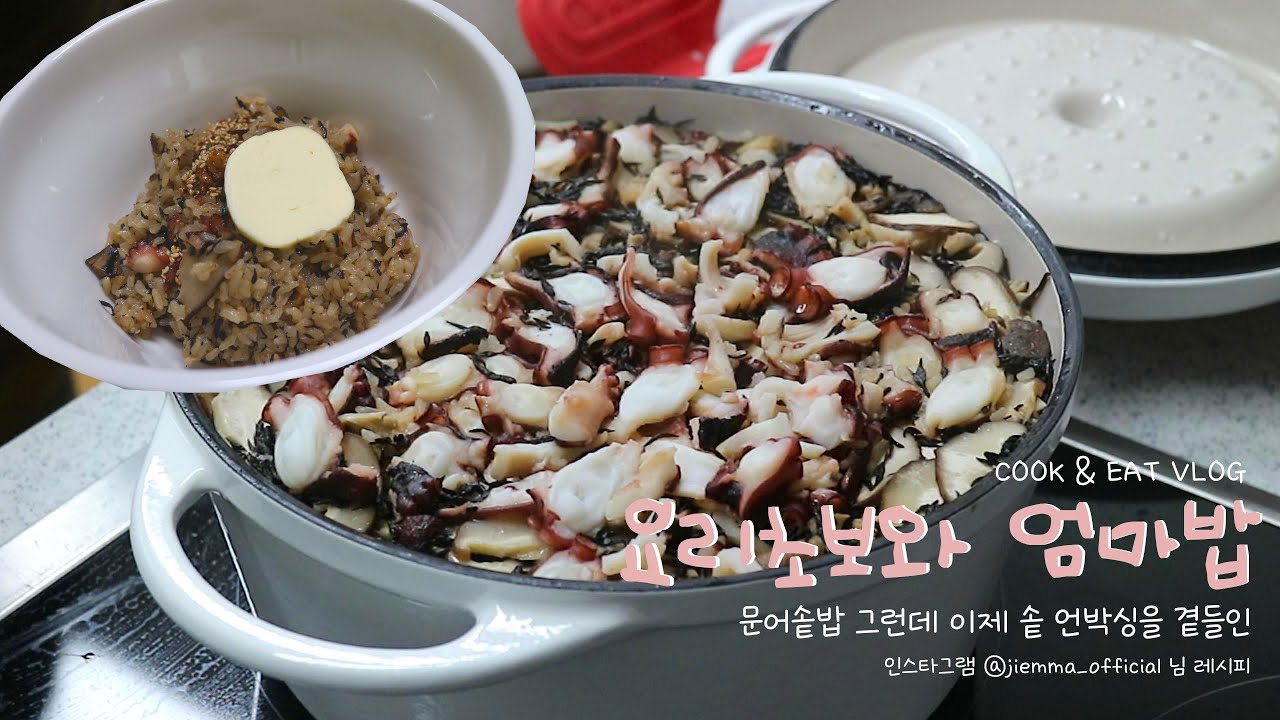 VLOGㅣ 요리초보와 엄마밥 ㅣ 밥솥 언박싱, 문어솥밥(인스타그램@jiemma_official 님 레시피)
