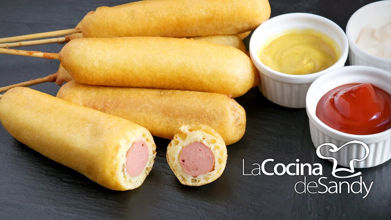 Corn Dogs o Banderillas en recetas de comida faciles para niños - YouTube