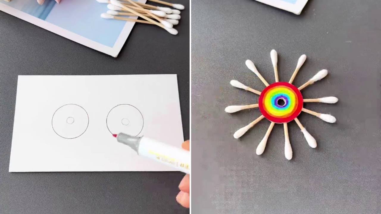 You can make a spinning Ferris wheel with a cotton swab and a small bottle cap. Try it!