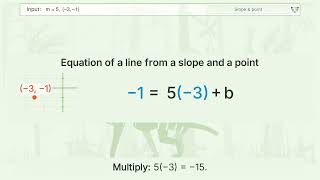 Find the equation of the line for slope-(m=5)-passes-through-(-3, -1) | Tiger Algebra | Tiger Alg...