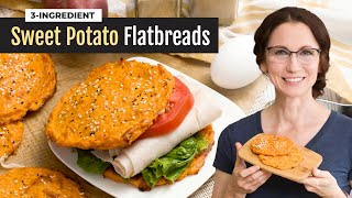 3 Ingredient Sweet Potato Flatbread Buns Gluten Free Recipe Gluten Free Sweet Potato Bread