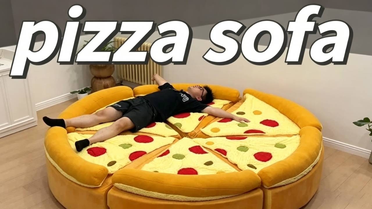Because I had a craving, I made a super-sized pizza sofa. #DIYSofa