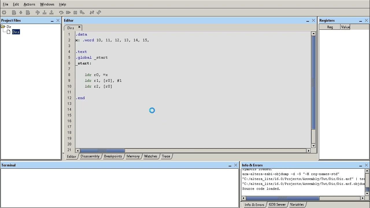 Arm assembly programming using intel monitor program 11 load store