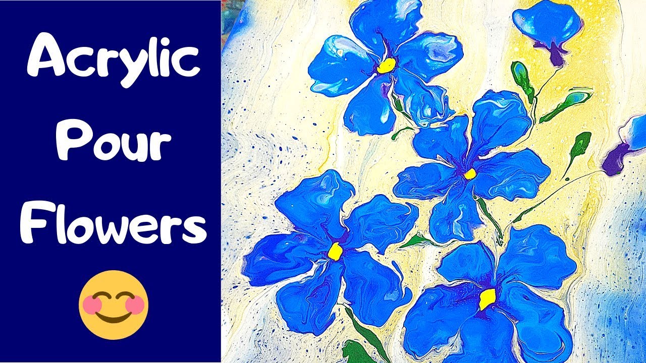 Acrylic Pour Flowers Easy Straw Blowing Technique