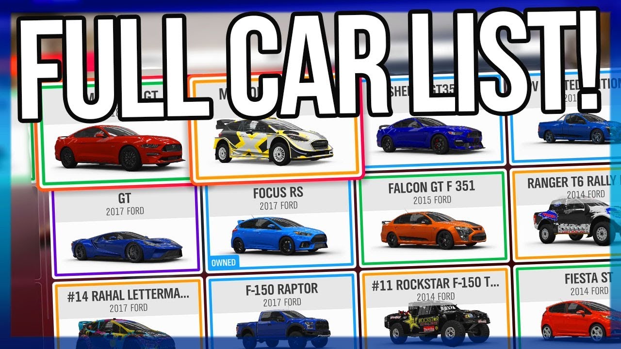 forza horizon 4 cars list with pictures