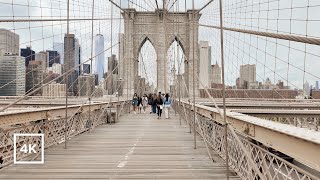 Walking the Brooklyn Bridge to Manhattan NYC [4K]