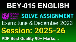 BEY 15 Solved Assignment 2026-27 English, BEY 15 Solved Assignment 2026, BEY-015 Assignment