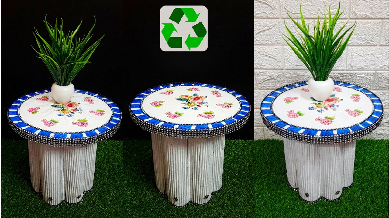 Handmade side table made with recycled materials |Best out of waste ...