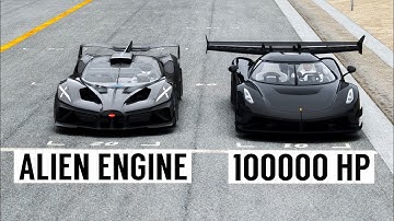 Bugatti Bolide 90000 HP (Alien Engine) vs 100K HP Koenigsegg Jesko Black Devil - Special Stage Route