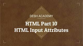 HTML Input Attributes
