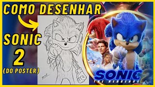 Desenhando e Esboçando Sonic 2 do filme com knukcles e Tails. desenho e  esboço 