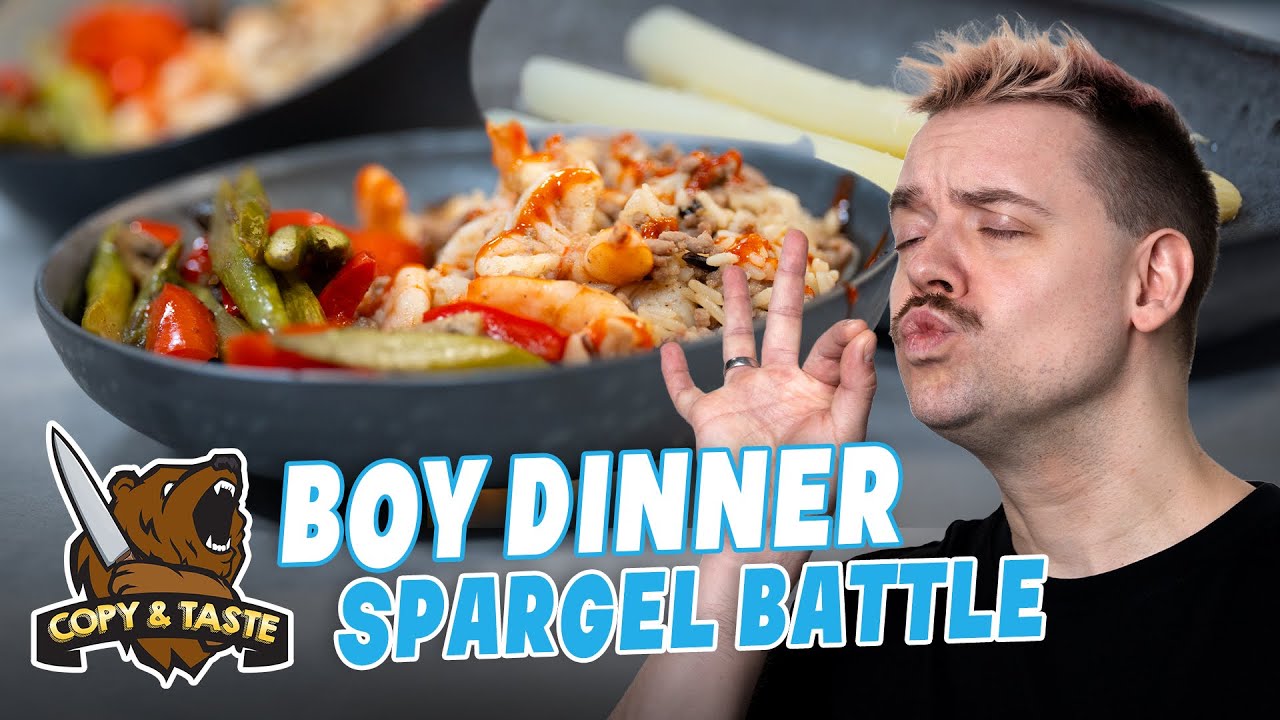 Boy Dinner Spargel Battle 🍳 🍚🌶️ Copy & Taste LIVE