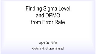 Finding Sigma Level and DPMO from Error Rate