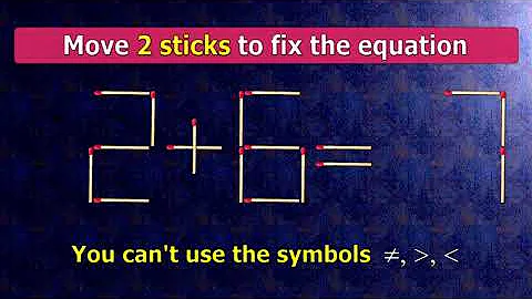👉 Match puzzle - move 2 matches to make equation 2+6=7 correct | Best matchstick puzzle