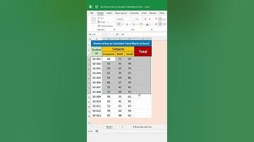 Use Shortcut Key of SUM function to Calculate Total Marks in Excel #shorts #excel #excelbasic