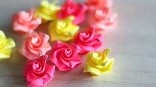【かんたん折り紙】1枚で折れるバラの折り方