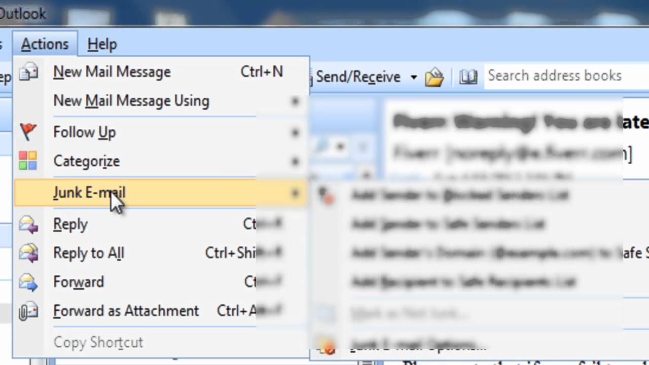 blokuj adres w programie Outlook 2007