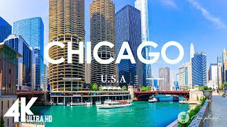 Чикаго 【4K】 Городской тур - расслабляющая музыка вместе с красивой природой видео