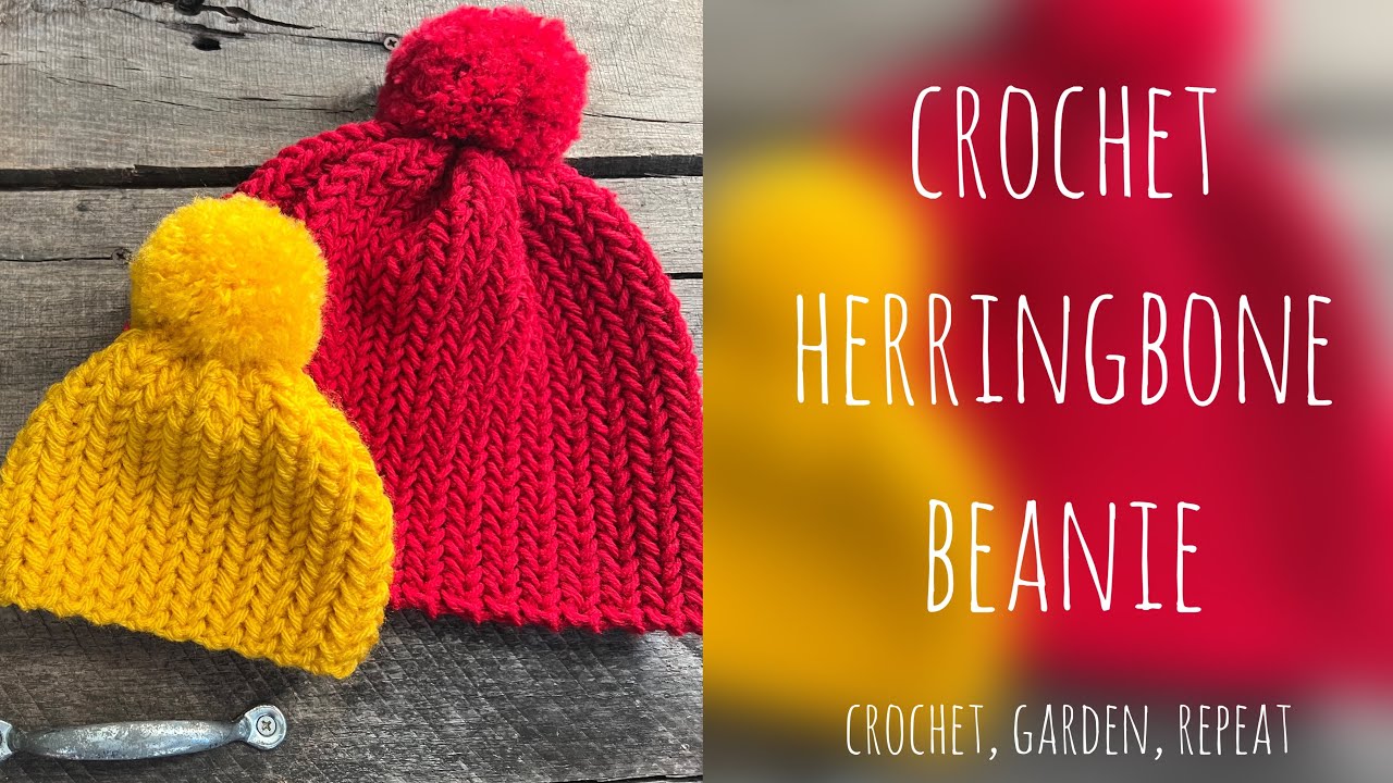 Вязаная крючком шапочка-ёлочка 🧶 Вязание крючком, сад, повтор