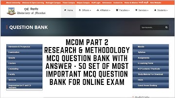 MCOM PART 2 RESEARCH METHODOLOGY MCQ QUESTION BANK WITH ANSWER PDF MU IDOL BY VISHAL SIR