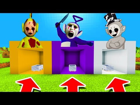 Minecraft PE : DO NOT CHOOSE THE WRONG MINECART! (Laa-Laa, Tinky Winky & White Slendytubby)