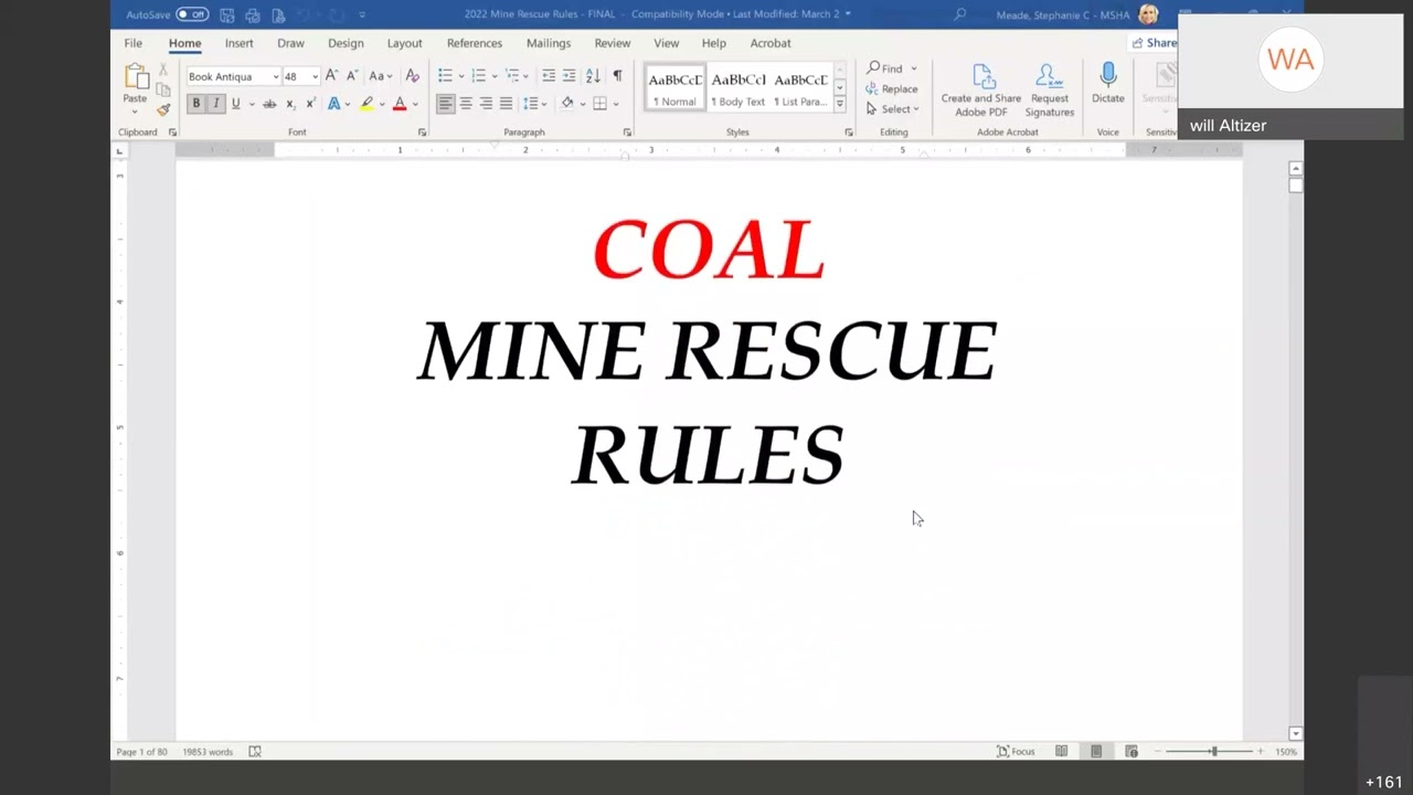 2022 Coal Mine Rescue Rules Training