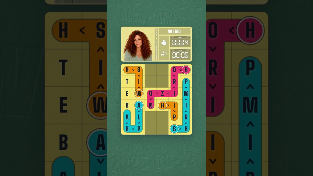 LinkedIn Wend #4 solved board for June 12, 2026, 6x6 grid