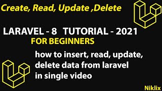 How to insert, display, delete, edit data from Laravel 8 | CRUD operation in Laravel 8 |  Laravel 8