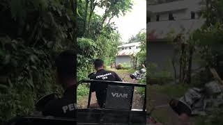 Cargo Tricycle Passengers Laughing After Driver Fell off a Steep Slope
