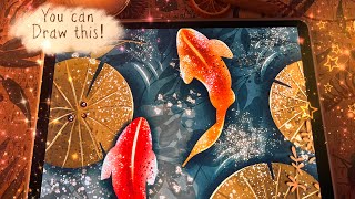 How to draw Koi Fishes 🐟 ⭐️ EASY procreate tutorial with my New Magical Paint brushes