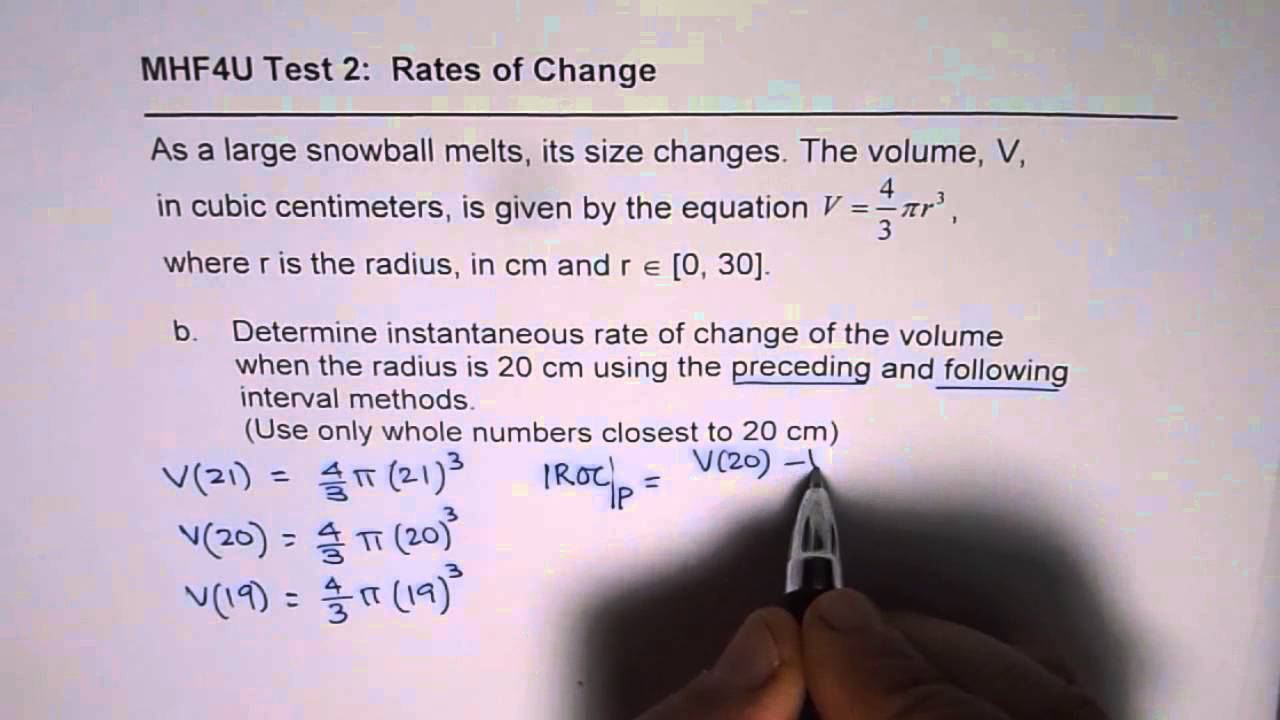 Instantaneous Rate of Change Preceding Following Methods on Snowball Application - YouTube