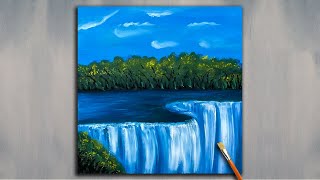 Acrylic Painting Step by Step / Beautiful and Simple Mini Painting on Canvas / Niagara Falls