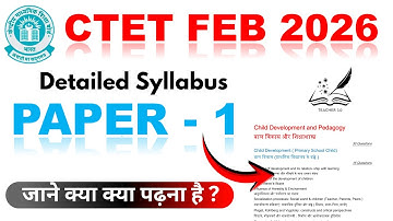 CTET PAPER 1 DETAILED SYLLABUS FOR CTET FEBRUARY 2026 CTET SYLLABUS | TEACHER 3.0