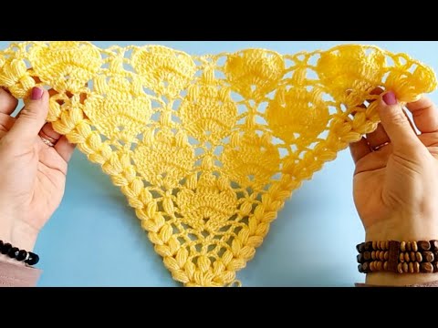 #كروشيه_ شال_ مثلث # شكل ورقة الشجرcrochet triangle Shawl