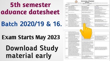 5th semester datesheet advance | Download study material | Previous papers etc | Batch 2020 & other