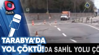 Tarabyada Sahil Yolu Çöktü