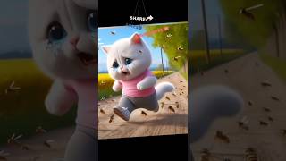 Poor Kitten Bee Attack cat cats cutecat shorts  cats shortsviral foryou