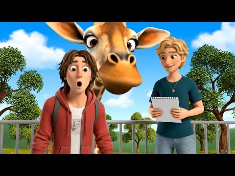 يوم ستيفن وماكس المضحك في حديقة الحيوانات صورة زرافة فاشلة وفلامينغو فاشل