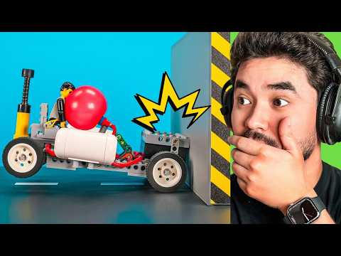 Can a LEGO Man SURVIVE a Crash Test? (REACTING)