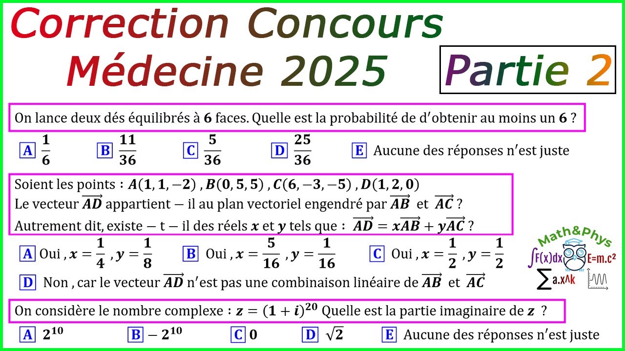 Correction Concours Médecine - Concours Médecine 2025 - [Partie 2]