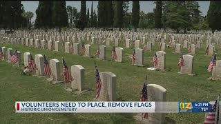 Volunteers needed to place and remove flags at historic Union cemetery