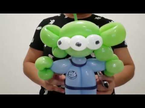 How to make a Toy Story Alien Balloon / Como hacer al Alien de Toy Story  con globos 